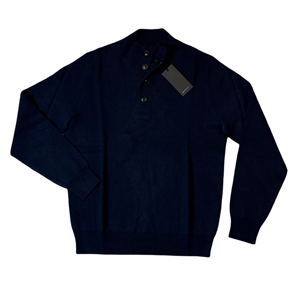 NEW Patrick Assaraf mens M Medium blue mock neck pullover sweater NWT